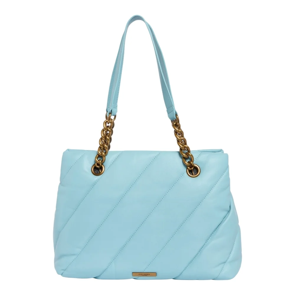 Kurt Geiger Light Blue Quilted Shoulder Bag with Gold Chain - Picture 3 of 14